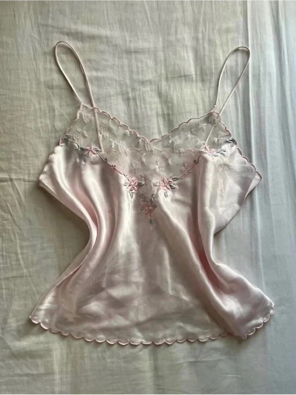 Silky Pink Lace-Trim Camisole